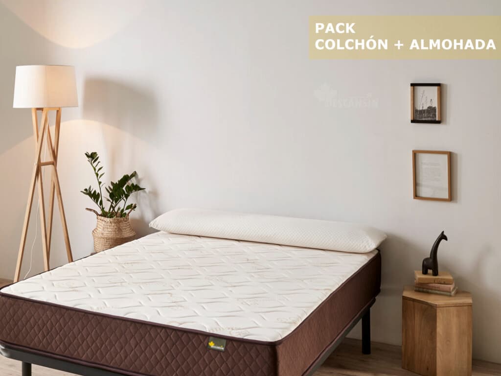 Pack Colchon + Somier Descansin, 135 x 180, Ideal para Personas con  Dolores de Espalda, Alta Firmeza, Silencioso
