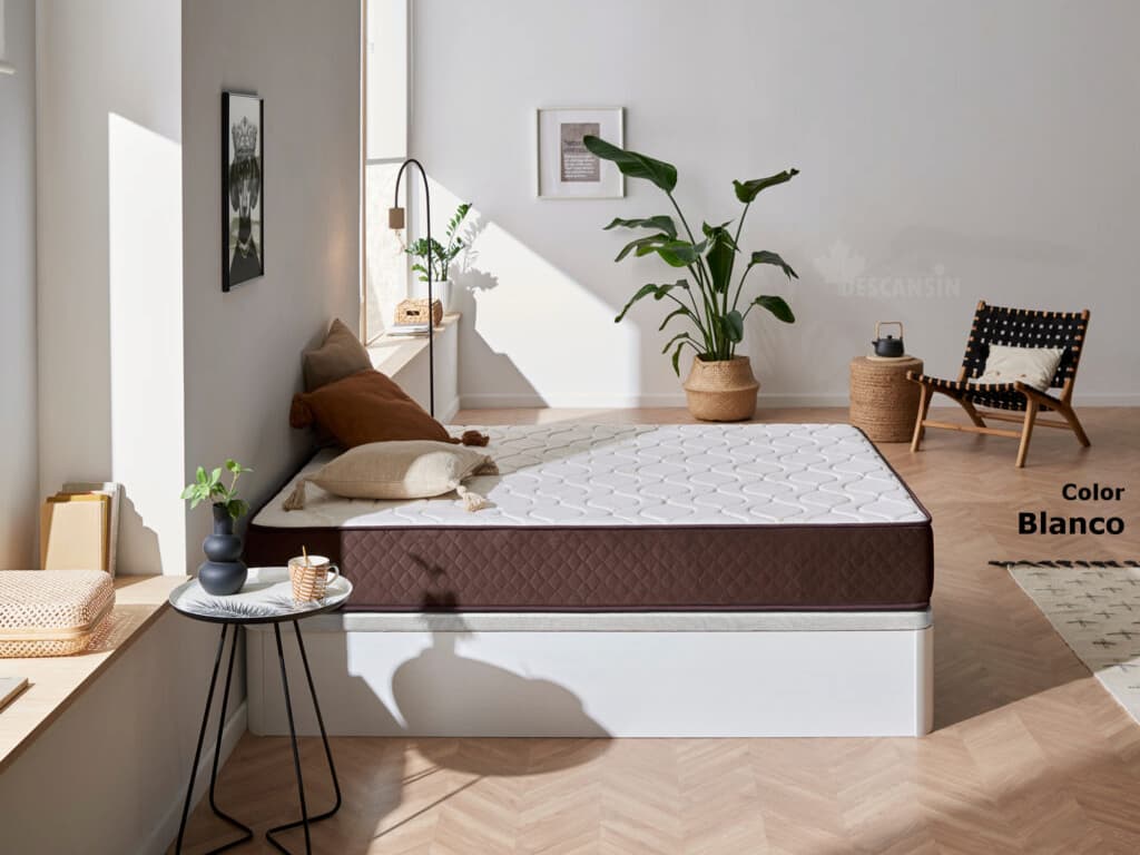 Oferta Canapé abatible blanco con colchón 135 x 190 cm | Comercial Villar